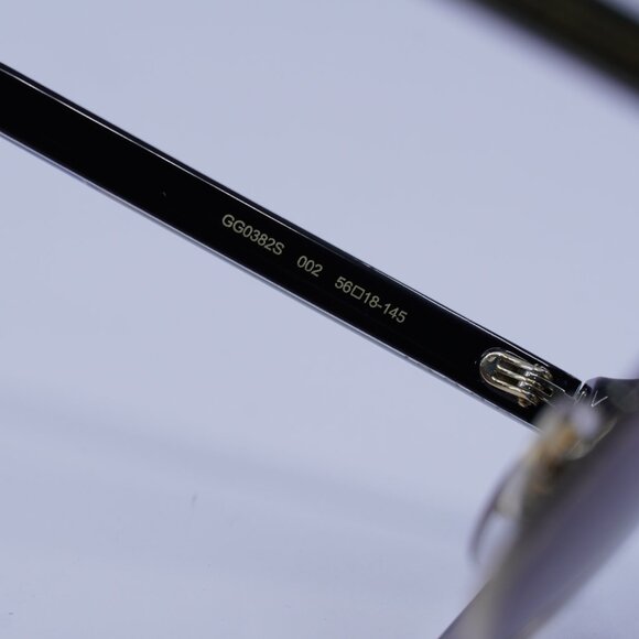 Gucci GG0382S 002 Sunglasses Black/Gold Square Frame, Brown Lenses - Picture 7 of 11